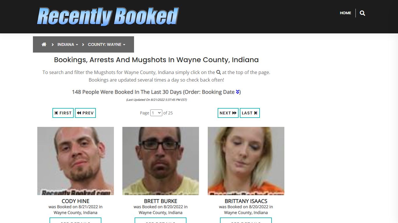 Recent bookings, Arrests, Mugshots in Wayne County, Indiana